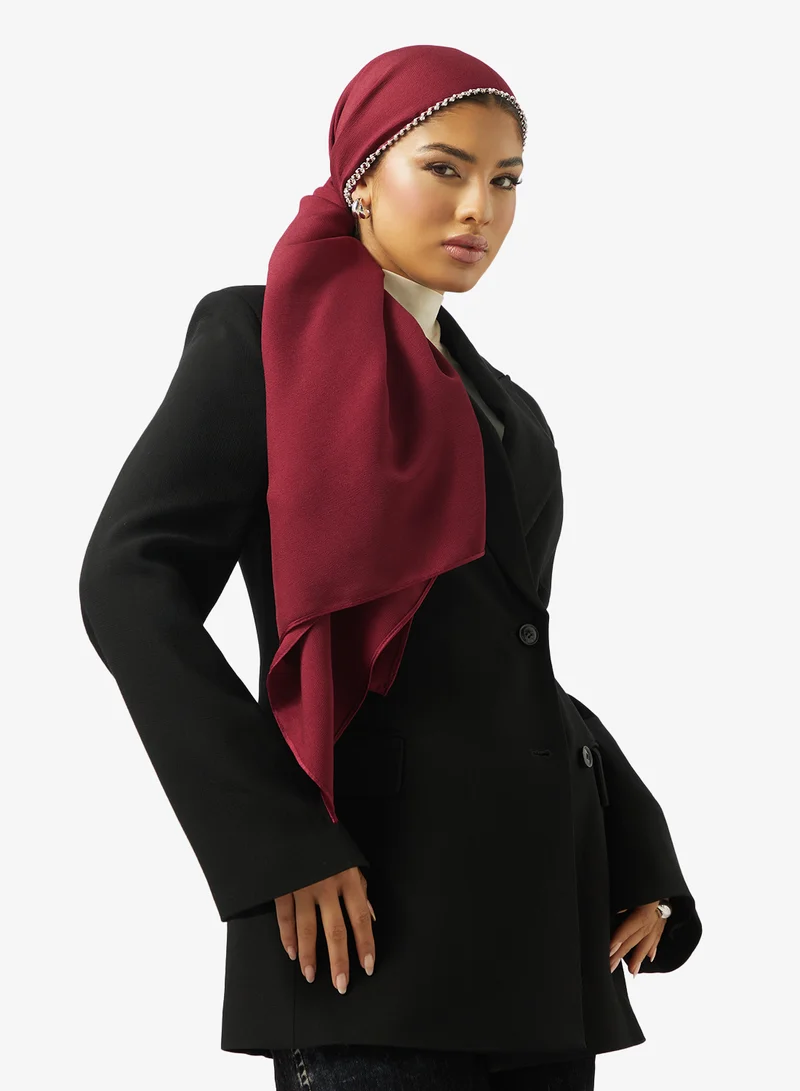 Khizana  Classic Embellished Silver Detail Modest Hijab Headscarf for Women | Best Price UAE